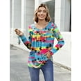 thumbnail image 4 of Zeagoo Womens Tops Dressy Casual Beach Vacation Clothes for Women Business Casual Long Shirts V Neck Tee Shirt Ladies Top and Blouses Ethnic Style, 4 of 7