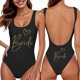 thumbnail image 1 of Traje de Baño Mujer Traje de Baño de Moda Para Mujer, Con Estampado de Letras, Bikini Sexy, Traje de Baño Sin Mangas, Sin Espalda, Ropa de Playa de Verano, Trajes de Baño 518, 1 of 4