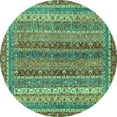 thumbnail image 1 of Ahgly Company Indoor Round Abstract Turquoise Blue Modern Area Rugs, 3' Round, 1 of 4