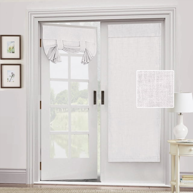 Cortina Irfora Cortinas de 2 paneles para atar para ventanas, lino texturizado, cortinas de privacidad para bloqueo solar interior, cortina opaca térmica para ventana, cocina, patio, puertas, cenefa,