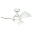 thumbnail image 6 of Flush Mount Style 3-Blade Ceiling Fan with Globe Motor in Matte White with Integrated Led Lighting 34 inches W X 11 inches H-Brushed Nickel Finish, 6 of 10