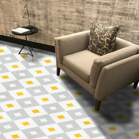 Moroccan Mosaic Handmade Jadida in Grey and Yellow Tile, Pack of 12 (Morocco) 8 x 8