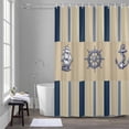 thumbnail image 5 of Summer Nautical Shower Curtains for Bathroom, Ocean Sailboat Rudder Coastal Anchor Stripes Texture Washable Fabric Shower Curtain with Hooks Waterproof Bathroom Decor Sets, 72 x 84 Inches, 5 of 9