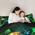 thumbnail image 5 of Gamer Comforter Set Queen,Gaming Bedding,Video Games Controller Gamepad Bedding Comforter Sets Neon Glowing Square Geometric Grid Green Bedroom Decor Duvet Insert, 5 of 7