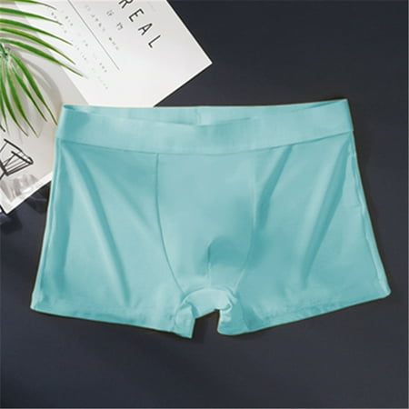 YWDJ Mens Boxer Briefs Underwear Plus Size Breathable Lightweight No Show Ice Silk Thin Style Traceless Boxers Business Breathable Mens Summer Comfortable Boxers Light Blue 3XL
