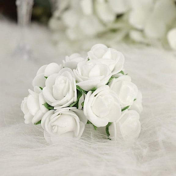 BalsaCircle 48 White Faux Roses 4" Artificial Foam Flowers Stems Wedding Centerpieces