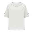 thumbnail image 2 of Camiseta con Botón Mujeres, Sudadera Casual Color Sólido Camiseta de Cuello en V de Manga Corta para Diario, Compras Y Salida, 2 of 6