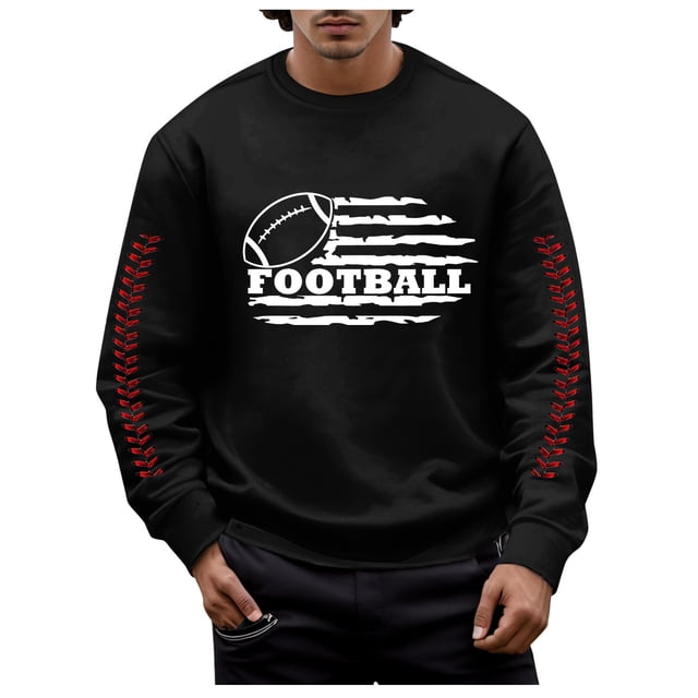 Chandail en Molleton à Col Rond Imprimé Rugby Automne Hiver pour Hommes, Chaud et Confortable, Mode Sans Capuche, Chandail Décontracté