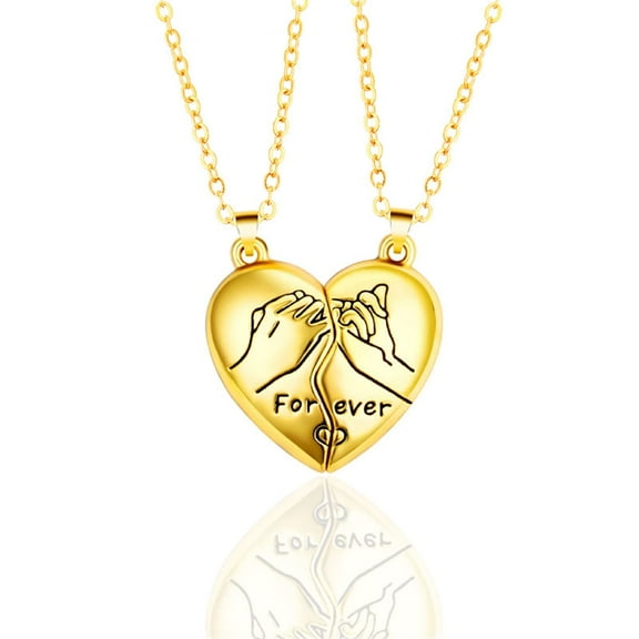 Necklaces for Couples, Couple Heart Pendant Necklace, Ideal and Special Gift for Your Grilfriend, Boyfriend, Go with Most Daily Outfits, Gold