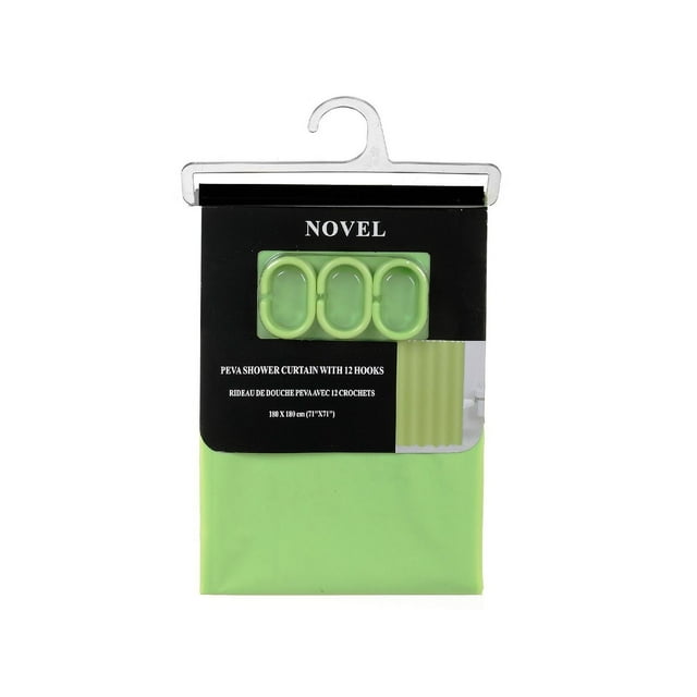Peva Rideau De Douche Avec 12 Crochets C (71X71) (Vert)