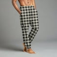 thumbnail image 4 of Domuza Pajama Pants for Men Plaid Comfortable Loose Stretch Drawstring Jogger Sleep Pants Lightweight Soft Casual Lounge Sleepwear with Pockets Complexion M, 4 of 9