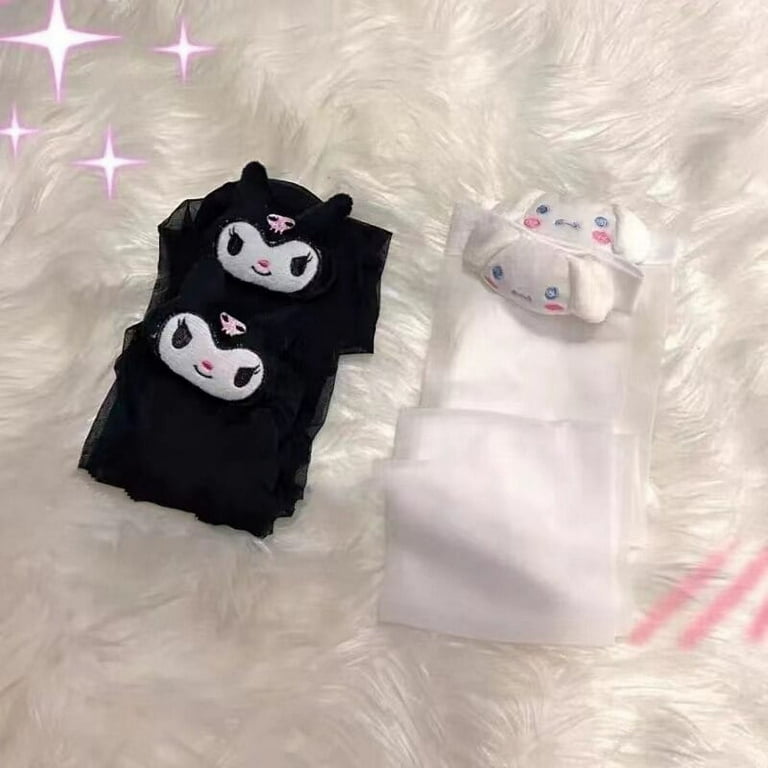 Sanrio Kuromi Hello Kitty Cute Cartoon Black White Fishnet Stockings Kawaii  Sweet Girl Dress Up Jk Sexy Kt Socks Christmas Gifts