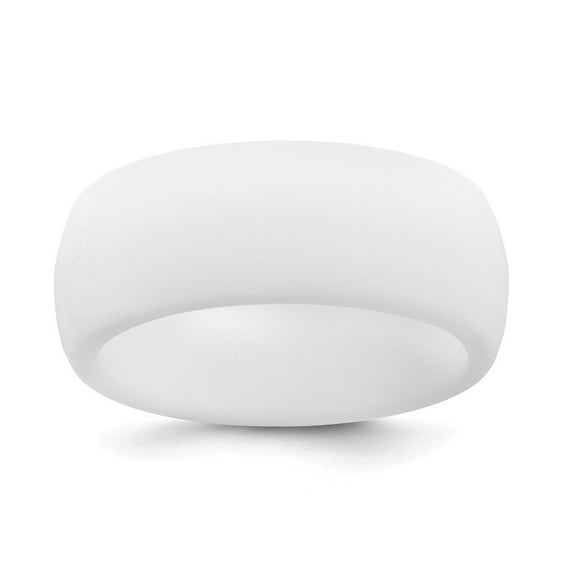 Solid Silicone White 8.7mm Domed Plain Classic Wedding Band Ring Size 11