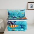 thumbnail image 5 of Erosebridal Ocean Comforter Set Twin Size, Gold Fish Shark Bedding Set, Underwater World Quilt Coastal Sea Animals Bedding Comforter Sets Luxury Bedroom Decor, Blue, 5 of 6