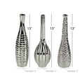 thumbnail image 4 of DecMode 3"W, 12"H Abstract Slim Textured Bottleneck Silver Ceramic Vase with Varying Patterns, Set of 3, 4 of 19