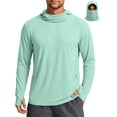 thumbnail image 2 of BiZtdJrK Mens Sun Protection Hoodie with Mask UPF 50+ Quick Dry Long Sleeve Fishing Hiking Shirts Solid Color Lightweight UV Rash Guards Green M, 2 of 9