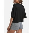 thumbnail image 4 of Women's Comfy Basic Workout Gym Short Sleeve Crop Tops Casual Loose Oversized T-Shirts, 4 of 6