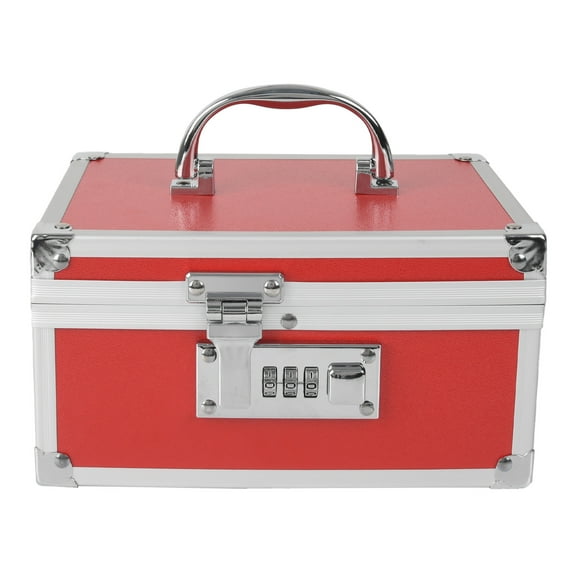 Medication Lock Box Aluminium Alloy Medicine Key Lock Box for Home and Travel Medicine Lock Box,First Aid Safe Medication Storage Box,7.66''x 5.12''x 4.13'' (Red) 