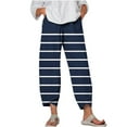 thumbnail image 2 of Xixinqiwan Women Pant Summer Capri Pants Soft Comfort Fashion Striped Cropped Pants Loose Fit Wide Leg Casual Capris Trousers, 2 of 5