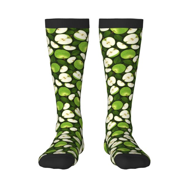 Fotbe Green Fruit Calcetas Divertidas Estampadas para Hombre y Mujer, Calcetas de Algodón hasta la Rodilla para Caminar, Correr, Enfermería y Embarazo