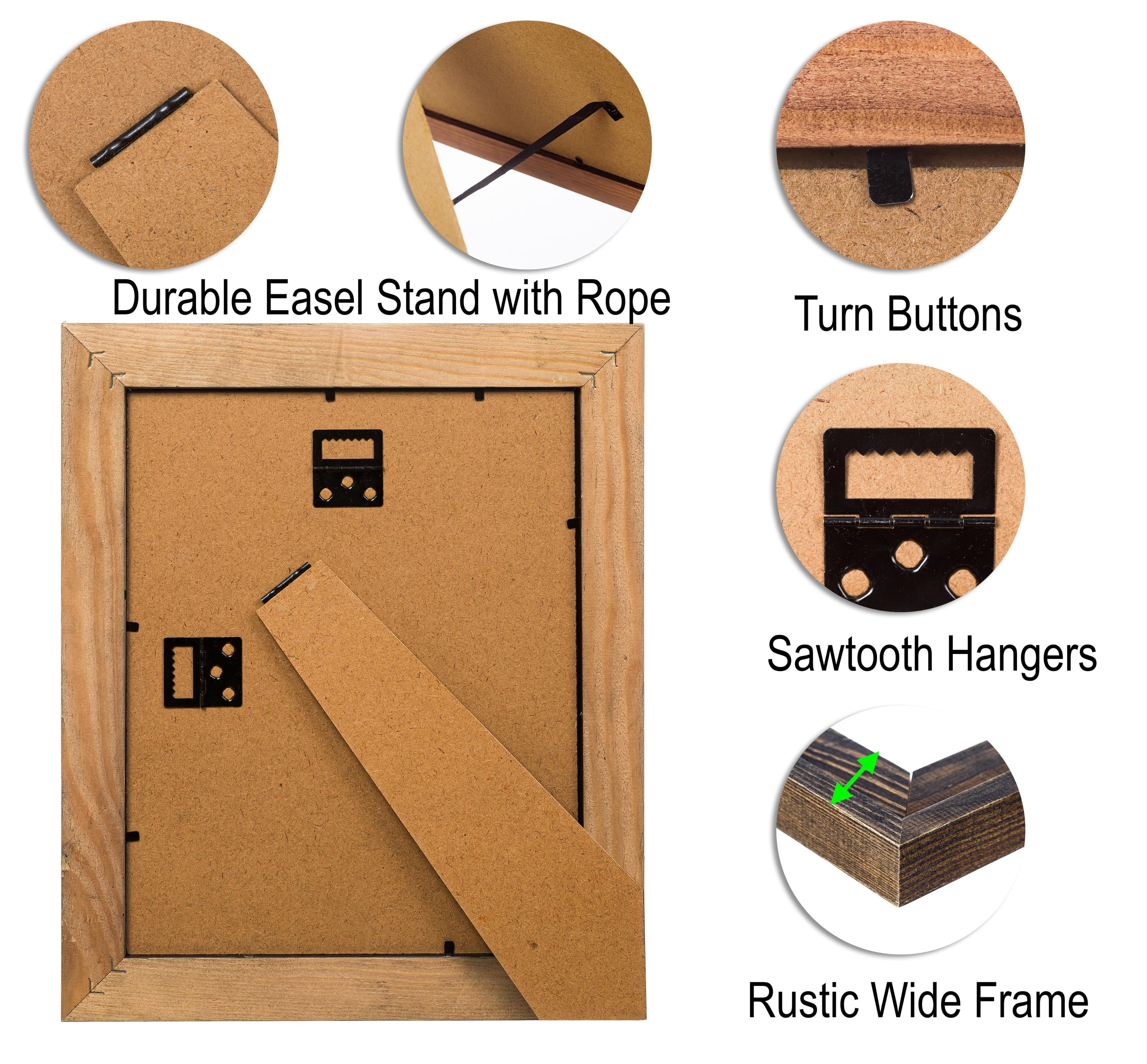 100% Solid Wood Picture Frames 8x10 with Glass 2 Pack - Rustic Natural Wooden Photo Frame Wall or Tabletop Display, Wide Moulding