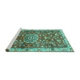 thumbnail image 2 of Ahgly Company Machine Washable Indoor Round Medallion Turquoise Blue Traditional Area Rugs, 5' Round, 2 of 4