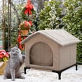 thumbnail image 1 of twisto Maison pour Chat Extérieure Base Surélevée Coupe-Vent Imperméable Abri Fermé Tente Isolée pour Animaux avec Matériau PP Résistant à l'Usure Adapté pour Jardin Communautaire, 1 of 8