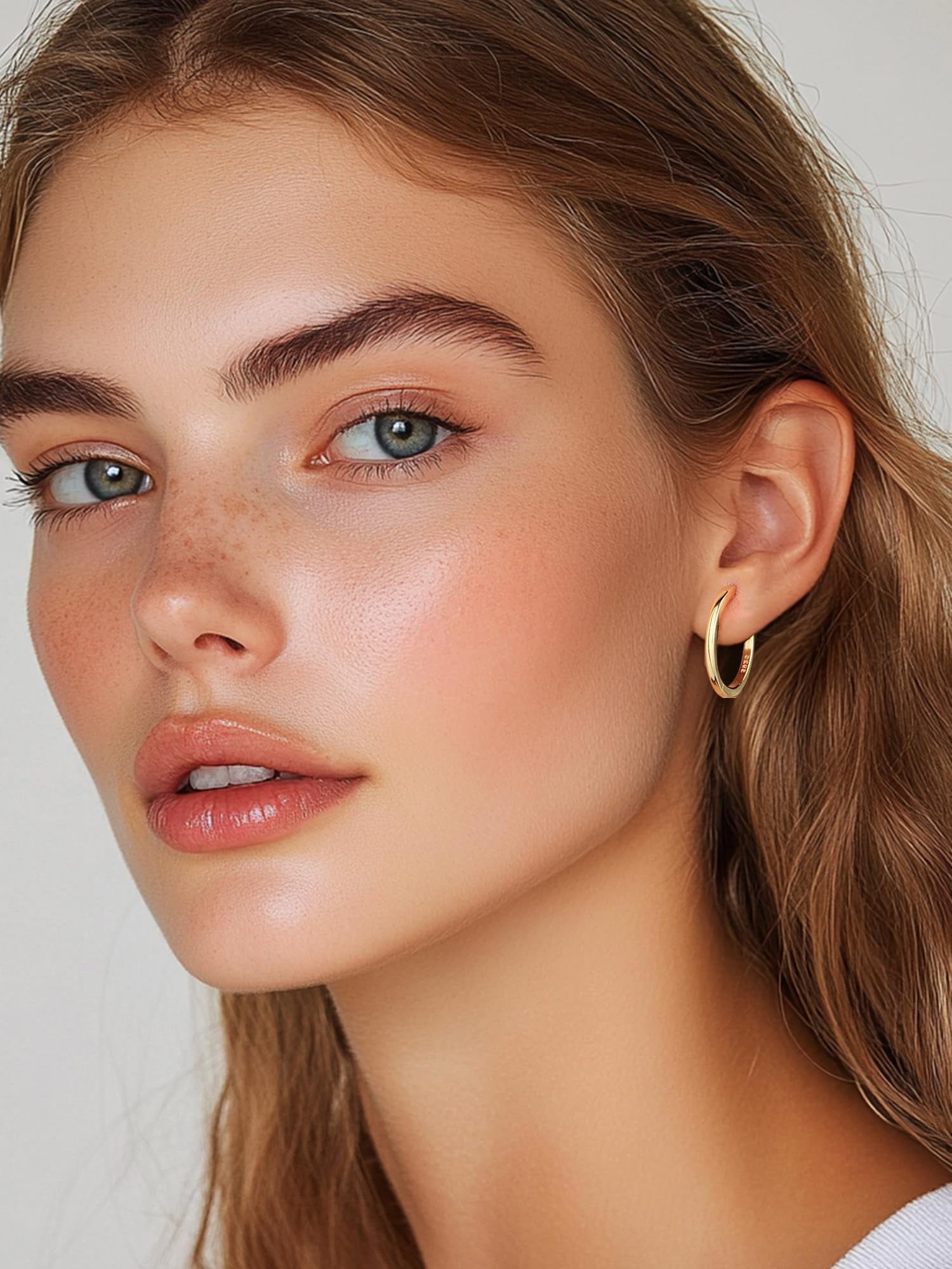 ChicSilver 14K Gold Plated Hoops Earrings for Women Huggie Earrings for Women 18MM Gold Plated Small Hoop Earring