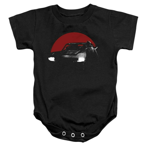 The Batman Red Moon And Batmobile Unisex Infant Snap Suit for Baby (12 Months) Black