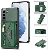 Galaxy S22 Wallet Case, Soft PU Leather Kickstand Card Slots Holder Flip Folio Case Durable Shockproof Cover for Samsung Galaxy S22 5G 6.1 inch 2022,Green