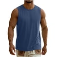 thumbnail image 6 of Men's Summer Tank Tops Workout Gym Sleeveless Shirts Moisture Wicking Breathable Casual Muscle Shirt Big and Tall Size M-5XL Blue, 6 of 9