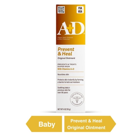 A D Original Diaper Rash Ointment with Vitamins A and D, 4 oz Tube
