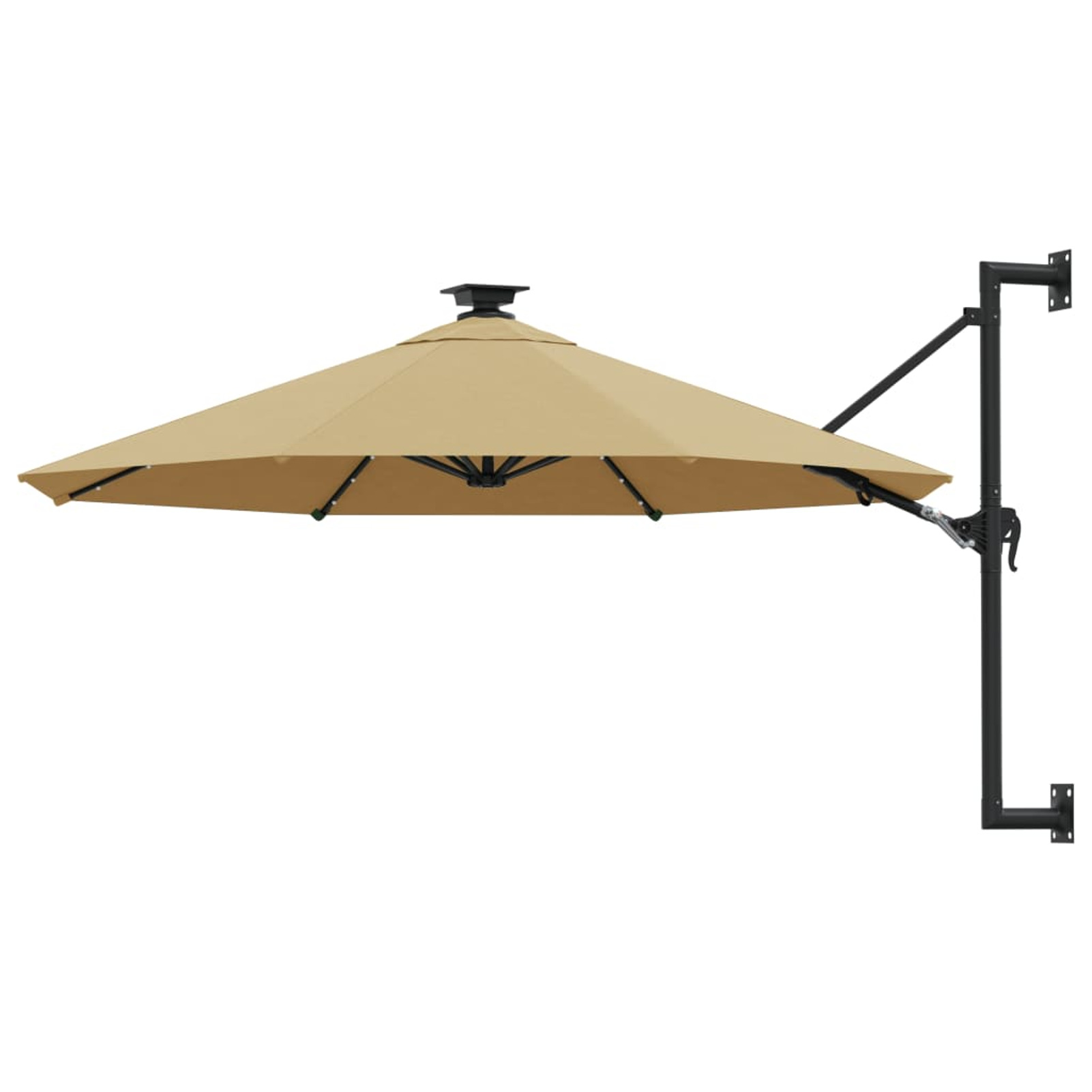 moobody Wall Mounted Parasol with LEDs and Metal Pole Garden Folding
