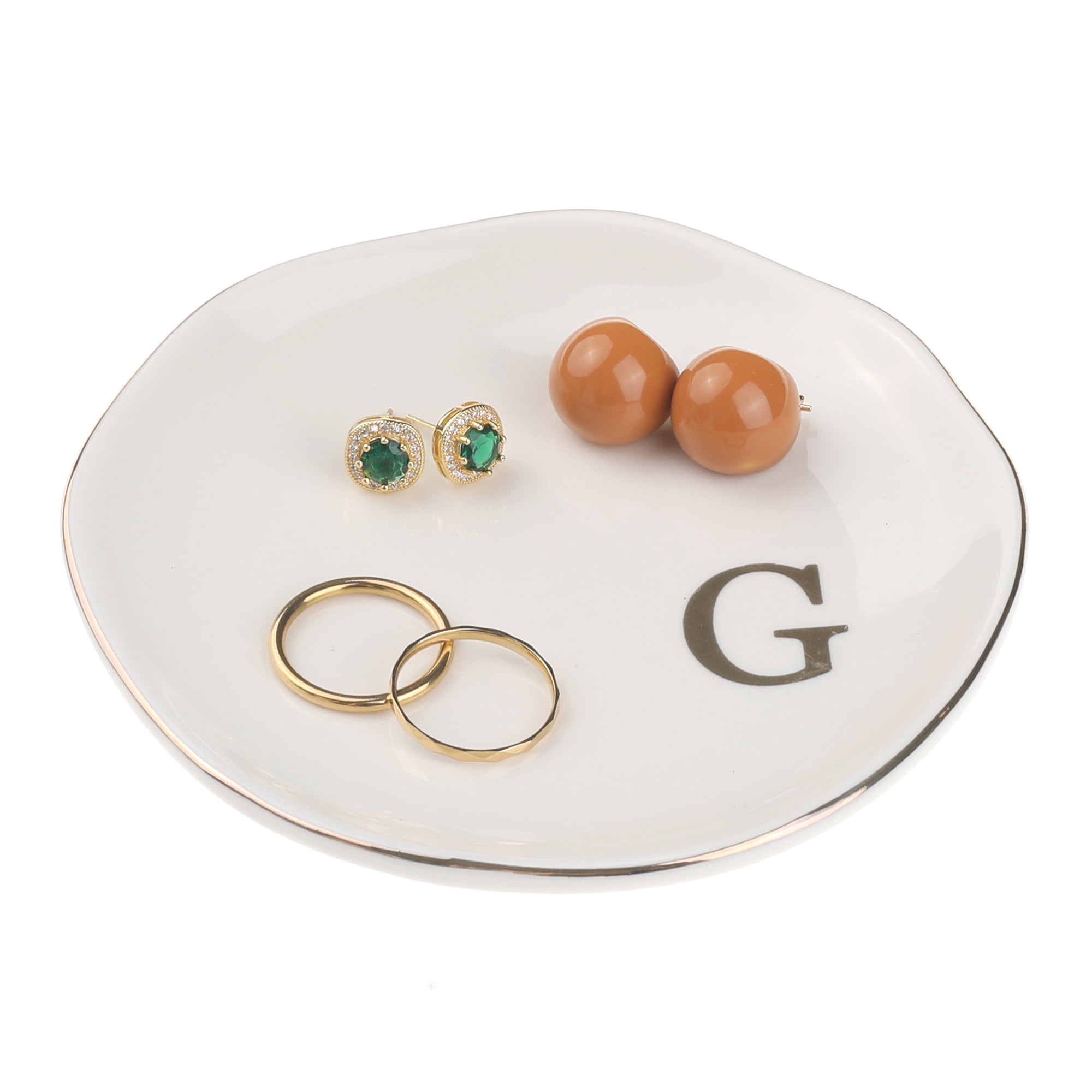 Unique Bargains Ceramic Jewelry Tray Decorative Trinket Dish Gifts Jewelry Boxes White-G