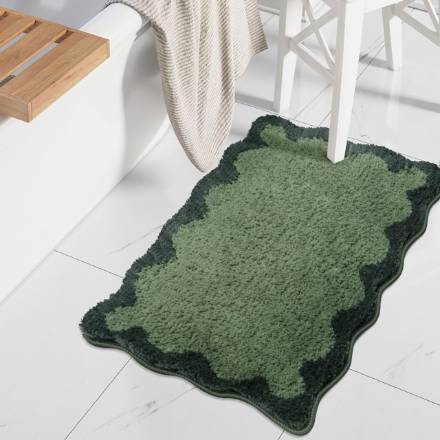 Alfombra de baño Uphome, bonita, verde, absorbente, antideslizante, 45 x 65 cm, microfibra