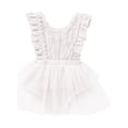 thumbnail image 1 of Kids Summer Girls Rompers Solid Color Spring Flying Sleeves Mesh Romper Dress White Soft New Born Clothes 6-12M, 1 of 7
