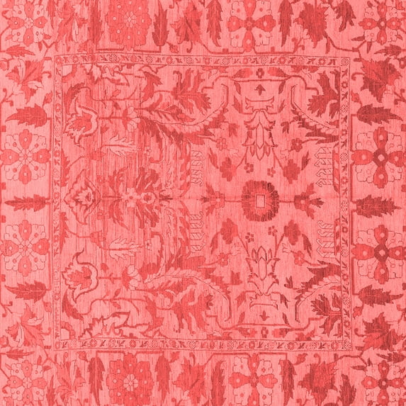Ahgly Company Machine Washable Indoor Square Oriental Red Traditional Area Rugs, 6' Square