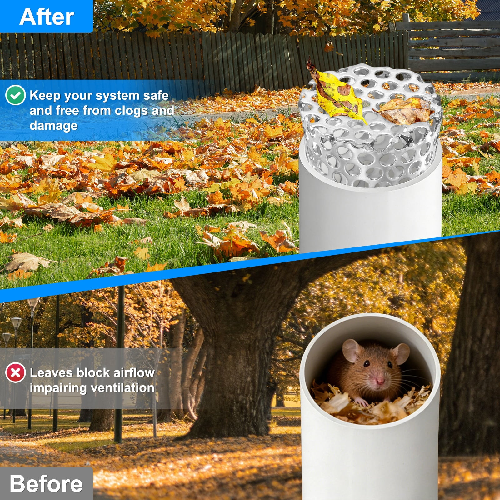 Uxcell 3-Pack Termination Mesh Screen Vent Covers, 1.97-1.18 Inch ID Stainless Steel Conical Exhaust Pipe Cover Strainer for Preventing Birds/Leaves from Entering