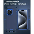 thumbnail image 3 of for iPhone 15 Pro Case, with Screen Protector, Port Protection, Full-Body Non-Slip Silicone Rubber Covered, Military Grade Drop-Proof Shockproof Cover Phone Case, Blue/Navy, 3 of 14