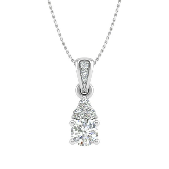 1/3 Carat Diamond Solitaire Pendant Necklace in 14K White Gold (Included Silver Chain)