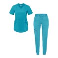 thumbnail image 1 of Adar Pro Modern Athletic Scrub Set For Women - Modern V-Neck Scrub Top & Yoga Jogger Scrub Pants, 1 of 7