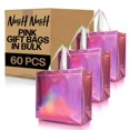 thumbnail image 1 of Bolsas de regalo Nush Nush, 60 unidades, grandes, holográficas, rosas, 33 x 13 x 28 cm, 1 of 7