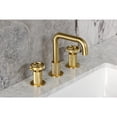 thumbnail image 4 of Kingston Brass KS1417RNK Levante Two-Handle 3-Hole Deck Mount Widespread Bathroom Faucet with Push Pop-Up Drain in Brushed Brass, 4 of 8