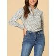 thumbnail image 5 of Allegra K Women's Vintage Floral Ruffle Tie Neck Button Decor Elastic Cuff Chiffon Blouse, 5 of 6