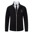 thumbnail image 3 of IYTR Mens Winter Jacket Plaid Long Sleeve Jacket Zipper Stand-Up Collar Comfy Velvet Sweater Coat with Pocket Black XXL, 3 of 6