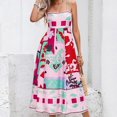 thumbnail image 1 of WILLBEST Robe de Plage Femme Col Rond Manches Longues Patchwork Longue Jupe Mode et Confortable 2024, 1 of 1
