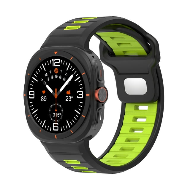 Sports Silicone Strap For Samsung Galaxy Watch Ultra 47mm Soft Loop Two Color Band For Samsung Galaxy 7 Ultra No Gaps Watchband Black Green Galaxy Ultra 47mm