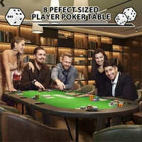 Yeshouse Oval Poker Table for 10 Players, Casino Leisure Gamimg Table with Collapsible Legs, Blackjack Texas Holdem Poker Table with Cup Holders