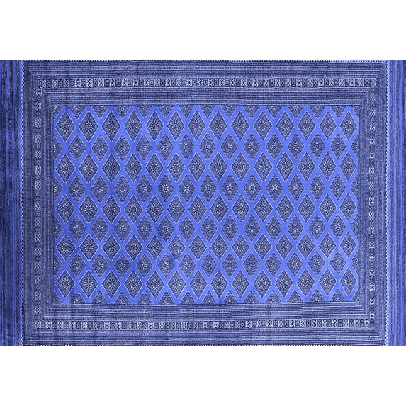 Ahgly Company Machine Washable Indoor Rectangle Oriental Blue Industrial Area Rugs, 5' x 7'
