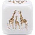 thumbnail image 1 of wonima02 Brown Adult Giraffe and Giraffe Family On White Mini Digital Alarm Clock, LED Night Glowing Cube Desk Table Clock with Data and Temperature, 1 of 1